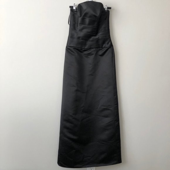 Black Satin Strapless Fitted Formal Grad Gown 6 $15 Dresses if you Buy 2 or more - Picture 2 of 9